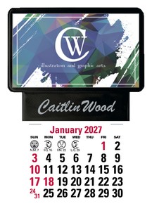 Triumph Calendars Press-N-Stick Business Card Holder With Imprint And Calendar Pad image