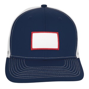 VHDW26281 navy white front small rectangle red patch