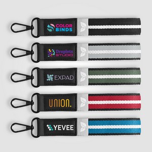 [FJA-C] Newport rPET Woven Chevron Snap Trigger Keychain - 7.5" W x 1" H - ColorJet