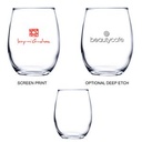 9 oz Stemless White Wine Glass (Screen Printed)