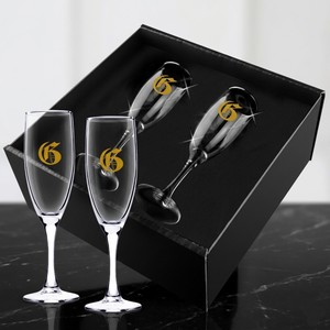[BELLAGIO LCH103-P] 5.75 oz Screen Printed Champagne Glass With Tapered Stem in Bellagio Box (2-Piece Set)