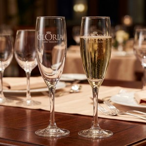[LCH103-DE] 5.75 oz Champagne Flute Glass with Tapered Stem (Deep Etch)