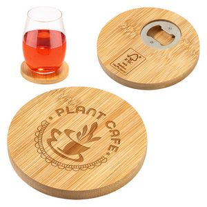 [WKA-BA24] Bamboo Coaster with Bottle Opener