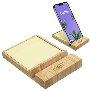[WOF-FS23] Bamboo Sticky Note Dispenser with Phone Holder