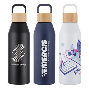 [DBT-CV26] Clive 24 oz Recycled Aluminum Bottle with Bamboo Lid