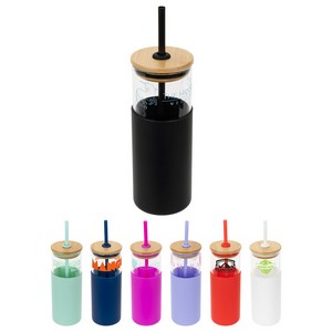 [DTM-ST24] Stirling 18 oz Glass Tumbler with Silicone Sleeve & PP Straw
