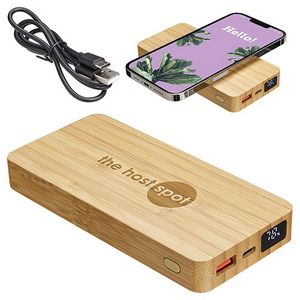 [EPB-FB23] Bamboo 10000mAh Dual Port Power Bank with 10W Wireless Charger