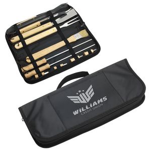 [WKA-RW23] Redwood 10-piece Stainless Steel BBQ Set with Carrying Bag