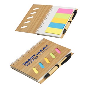 [WOF-BS26] Bamboo Soft Spiral Notebook With Sticky Notes