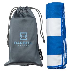 [WPC-FW23] Fairway 15" x 30" Striped Microfiber Sports Towel with Carrying Pouch