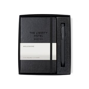[100477-001] Moleskine® Medium Notebook and GO Pen Gift Set - Black