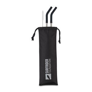 [100552-001] Aviana™ Poppy 2-Pack Stainless Straw Set - Black