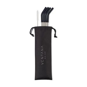 [100553-001] Aviana™ Poppy 4-Pack Stainless Straw Set - Black