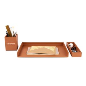 [101110-213] Easton 3 Piece Desktop Organizer Set - Cognac