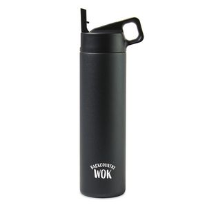 [101224-009] MiiR® Vacuum Insulated Wide Mouth Leakproof Straw Lid Bottle - 20 Oz. - Black Powder