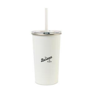 [101358-100] Arlo Classics Stainless Steel Tumbler with Straw - 20 Oz. - White