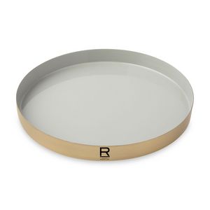 [101452-882] Be Home® Luxe Round Enamel Tray - Moonbeam-Matte Gold