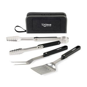[101693-074] Cuisinart Outdoors® 4-Piece Folding Grill Tool Set - Charcoal