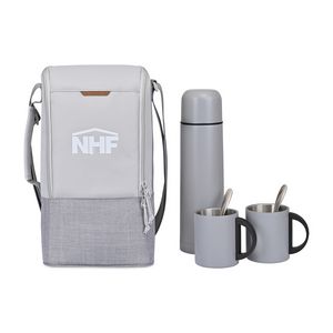 [101786-774] Parkview Recycled rPET Insulated Coffee-to-Go Carry Tote - Greystone