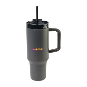 [101943-022] Adrian Travel Tumbler with Straw - 40 Oz. - Dark Grey