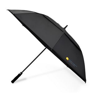 [102050-001] Elements 60" Recycled rPET Auto Open Dual Canopy Golf Umbrella - Black