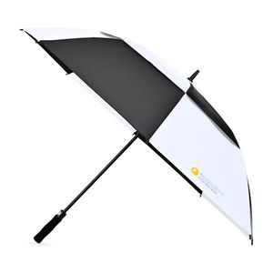 [102050-585] Elements 60" Recycled rPET Auto Open Dual Canopy Golf Umbrella - Black-White