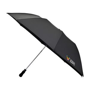 [102051-001] Elements 58" Recycled Auto Open Travel Folding Umbrella - Black