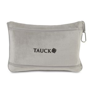 [102164-155] It's Go Time Recycled Travel Pillow & Throw Set - Light Gray