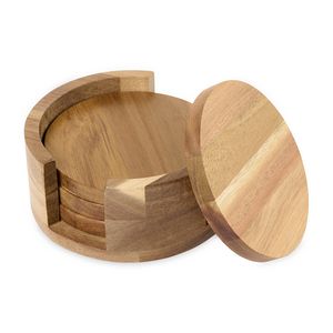 [102171-214] La Cuisine Coaster Set - Wood