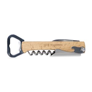 [102196-214] 4" 1 Wine & Bottle Opener - Wood