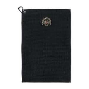 [102290-001] Golf Links Waffle Weave Towel - Black