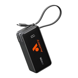 Anker Power Bank (10K, Fusion, Built-In Cable) - Black