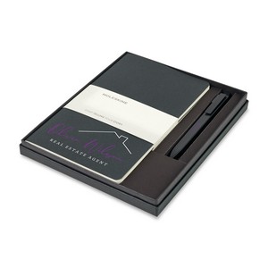 [102941-001] Moleskine® Large Cahier and GO Pen Gift Set - Black