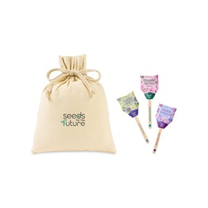[103099-101] Modern Sprout Flower Pop Trio Pouch - Natural