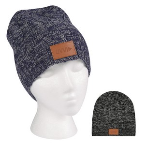 [1111] Knit Beanie With Leather Tag