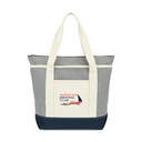 Newport Cotton Zippered Tote - Navy-Natural Stripe