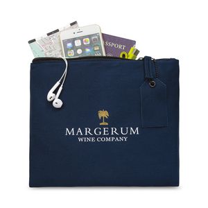 Avery Large Cotton Zippered Pouch - Navy
