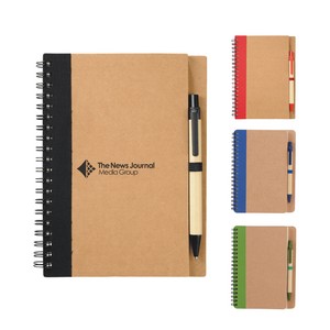 [SM-3468] 5'' x 7'' FSC® Mix Eco-Friendly Spiral Notebook with Pen