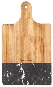 [1033-64] Black Marble and Wood Cutting Board