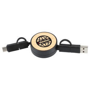 [SM-2839] FSC® 100% Bamboo Retractable 5-in-1 Charging Cable