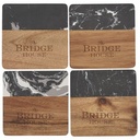 Black Marble and Wood Coaster Set