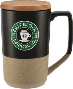 [1626-35] Tahoe Tea & Coffee Ceramic Mug with Wood Lid 16oz