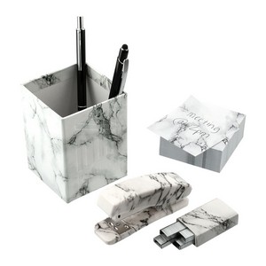 [3002-39] 4 Piece Faux Marble Desktop Set