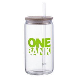 [DWA-DO26] Doto 18 oz Glass Jar w/ Straw & Bamboo Lid