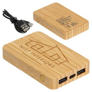 [EPB-FS23] FSC® Bamboo 5000mAh Dual Port Power Bank with Wireless Charger