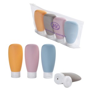 [WTV-CO26] Continental 4-Bottle Travel Set in Zippered Pouch