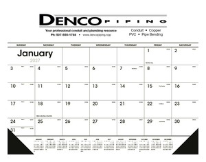[6506] Triumph® Calendars Black & White Desk Pad with Vinyl Corners