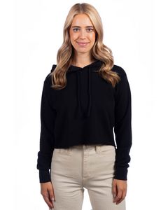 Next Level® Women's Laguna Sueded Raw Edge Crop Hoodie Sweatshirt