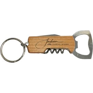 [WDBO7] Wood Bottle Opener - Keychain Bottle Opener/Corkscrew Combo