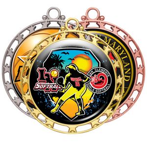 [DIGIMED028ASHINY] Digistock Medals - Star Cut Out Border with 2" DIA Insert in Shiny Finish